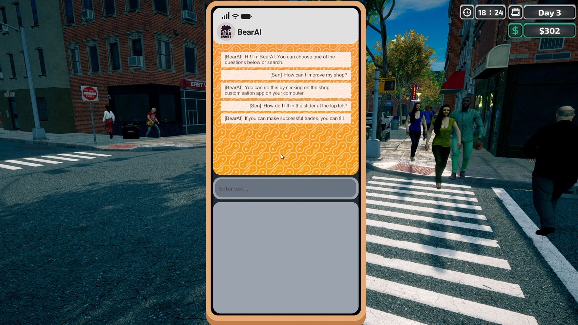 BearAI phone and messaging interface